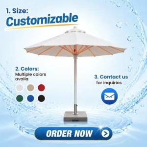 Extra-Large Plaza Parasol with Optional Marble Wheel Plastic Base and UV-Resistant Polyester Canopy
