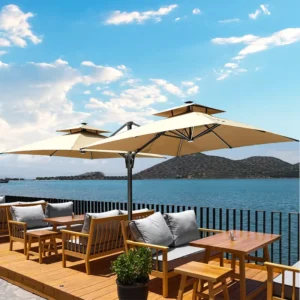 Extra-Large Restaurant Garden Furniture Beach Cantilever Umbrella, 3 x 6 m, 12 ft Square