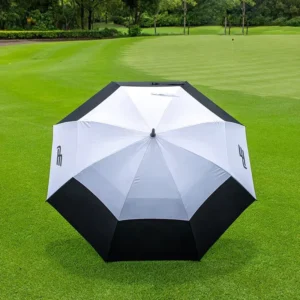 Extra Large Semi-Automatic Golf Umbrella Double Canopy Vented Waterproof Windproof Pongee