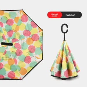 Extra Large Semi Automatic Heat Insulated Double Layer UV Protection C Handle Long Handle Reverse Umbrella
