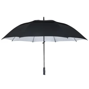 Extra Large Silver-Coated Fabric Double-Canopy Vented Stick Umbrella
