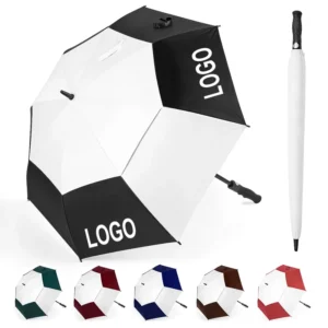 Extra Large Silver-Coated UV-Protective Automatic Open Double-Layer Windproof Pongee Golf Umbrella with Custom Logo