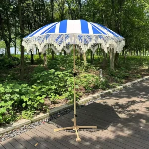 Extra Large Tassel Windproof Waterproof Sun Shade Parasol Custom Logo Beach Umbrella
