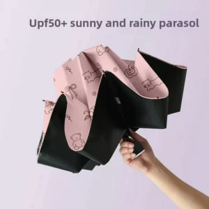 Extra Large Three-Fold Steel-Reinforced UV Protection Rain and Sun Umbrella with Gift Box