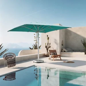 Extra Large Wood Grain Market Umbrella Center Pole Outdoor Parasol with UV Protection for Villa