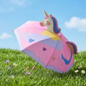 FINE OCEAN Character 3D Kid Cartoon Straight Umbrella Eco-Friendly Manual Safety Design Ear Features for Children Back School