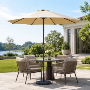 FLD6003 Commercial 2.7m Outdoor Patio Umbrella Steel Frame Crank Market Umbrella