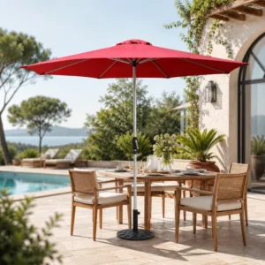 FLD6005 Commercial 2.7m Brushed Aluminum Patio Umbrella Crank Market Umbrella