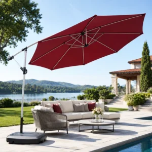 FLD6009 2.7m Aluminum Cantilever Patio Umbrella Waterproof Commercial Outdoor Garden Umbrella