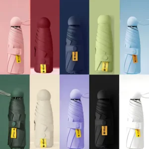 Factory 19 Inch 6K UV Protection Mini Capsule 5-Fold Umbrella with Iron Frame and Custom Logo Print