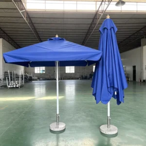 Factory Blue Square Outdoor Patio Umbrella Heavy-Duty Market Sunshade with Granite Base for Restaurant