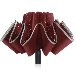 Factory Classic Automatic Reverse Car Umbrella Windproof 3-Fold Inverted Folding Rain Umbrella