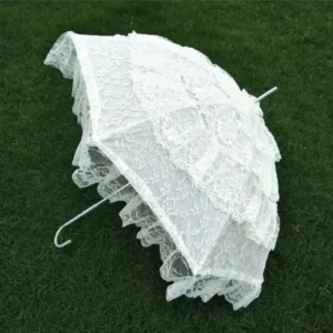 Factory Classic Design Straight Umbrella Portable Lace Parasol for Wedding Bridal Use Manual Control