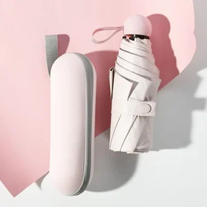 Factory Coating Back Fabric ANTI UV Women Mini Fold Funny Capsule Design 5 Folding Lady Girl Rain Sun Umbrellas for Gift