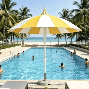 Factory Commercial Large Pagoda Aluminum Umbrella for Hotel Market Resort Pool Lounge Shade