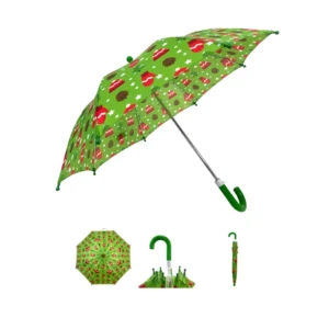 Factory Custom Logo Children’s Classic Straight Umbrella 19″ Safe Manual Opening Hanging Back to School Gift