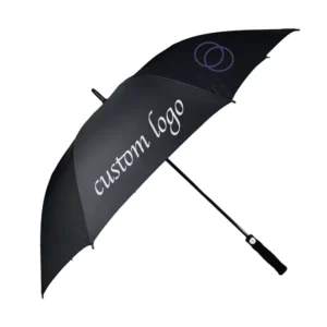 Factory Custom Logo Screen Printing Black EVA Handle Golf Umbrella Large 27 Inch 8K Golf Size Rain Satin Umbrella