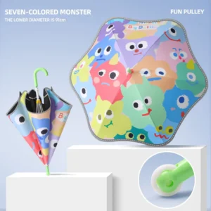 Factory Custom Rounded Windproof UV Protection Reflective Anti Rebound Safety Children’s Umbrella For LOGO Rain Sun Protection