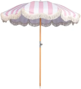 Factory Customizable Modern Bohemian Beach Umbrella Straight Design with Tassels for Travel Advertising