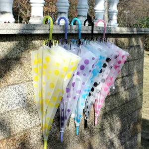Factory Customized Logo Clear Colorful Transparent Umbrella with Printing