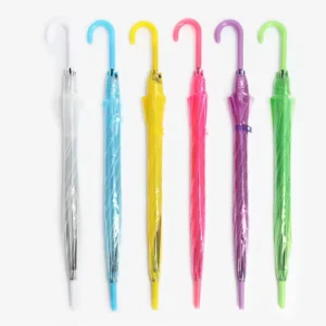 Factory Customized Logo Clear Kids Parasol with Colorful Printing for Promotion