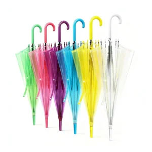 Factory Customized Logo Clear Parasol Colorful Transparent PVC Umbrella with Printing