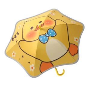 Factory-Customized Manual Fiberglass Straight Rod Umbrella with Safety Reflective Cartoon Design for Children