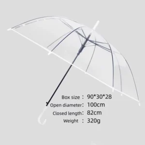 Factory Customized Windproof Clear Umbrella, Large Long Handle Straight Rain Umbrella with Auto Open