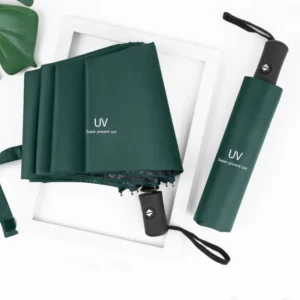 Factory Direct Automatic Foldable UV Umbrella with Light Feature, Windproof for Rain