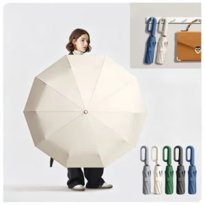 Factory Direct Automatic Open 3-Fold Windproof UV Protection Ring Handle Folding Umbrella for Hiking and Travel