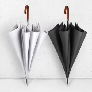 Factory Direct J Handle Wooden Automatic Straight Stick Umbrella for Rain