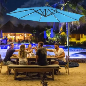 Factory Direct LED Solar-Powered Outdoor Banana Parasol