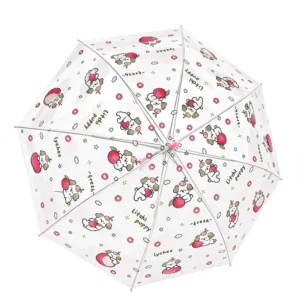 Factory Direct Lightweight Cartoon Lychee Puppy Fully-Automatic Clear Rain Folding Umbrella