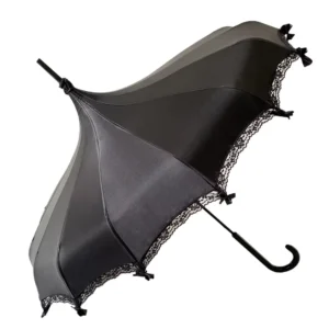 Factory Direct Long J-Handle Black Pagoda Straight Manual Umbrella 105cm 190T Pongee Fabric