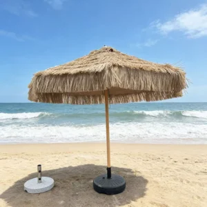 Factory Direct Natural Color Hawaii Hula Tiki Artificial Straw Thatched Beach Umbrella with Synthetic Palm Leaf Roof