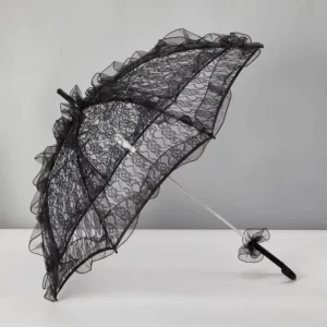 Factory Direct Price Children’s Straight Lace Parasol Umbrella Elegant Bridal Photo Prop Decorative for Halloween Party Favor