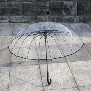 Factory Direct Price UV Foldable Transparent Umbrella Straight Handle Fully Automatic Parachute