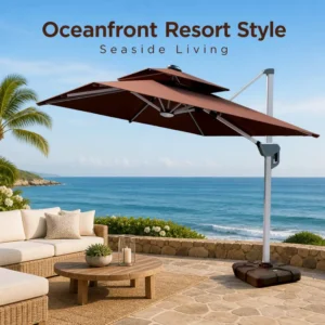 Factory Direct Sales Waterproof Aluminum Modern Eco-Friendly Outdoor Umbrella for Restaurant Garden Villa Hotel Park Courtyard