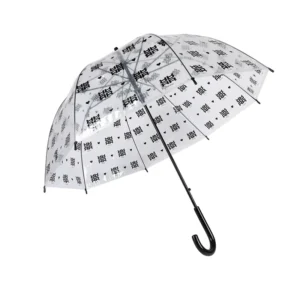 Factory Directly Minimalist Straight Foldable PVC Plastic Transparent Dome Umbrella with Auto Open Customized Designs