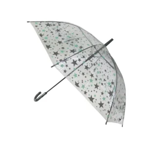 Factory Fashionable Clear Transparent Umbrella Semi Automatic Open POE Rain Umbrella