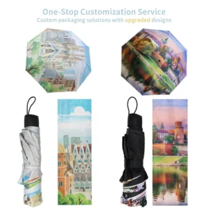Factory Fully Automatic Fold Black Coating UV Resistant Advertising Gift Umbrella for Children Adults