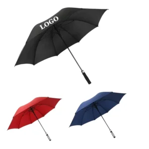 Factory Golf Straight Umbrella with Logo, Black Windproof Automatic Umbrella