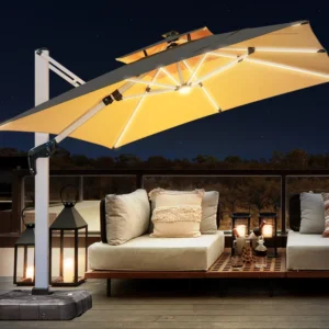 Factory Heavy-Duty Large Square Outdoor Cantilever Garden Patio Umbrella with Base