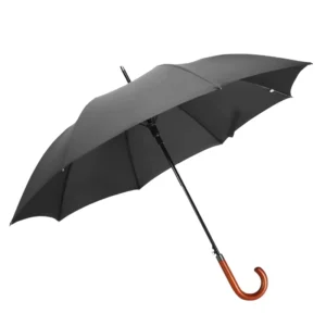 Factory High Quality 27 Inch Wooden Hook Handle Straight Umbrella Vintage Golf Umbrella for Promotion Gift Custom Logo