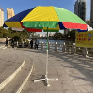 Factory High Quality Stainless Steel Parasol Umbrellas with Bases Traditional Design Outdoor Furniture for Patio & Beach Use