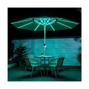 Factory LED Parasol Sonnenschirm Outdoor Sunshade Round Shape Outdoor Umbrellas Sun Shade with Solar Panel