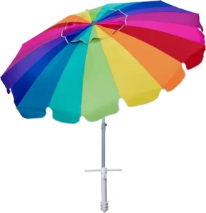Factory Large Size 16-Rib Windproof Polyester Outdoor Fishing Beach Umbrella