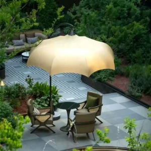 Factory Lightweight Folding Umbrella Aluminum Shaft Waterproof UV-Resistant Large Outdoor Umbrella for Hotels