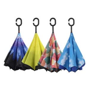 Factory Low Cost Portable Windproof UV Protection Hands Free Inverted Reverse Car Straight Umbrella for Sale
