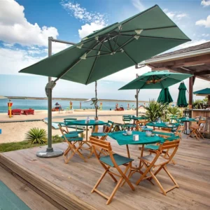 Factory Modern Waterproof Large Beach Umbrella with Sand Anchor OEM Outdoor Sunshade for Beach Resort and Distributor